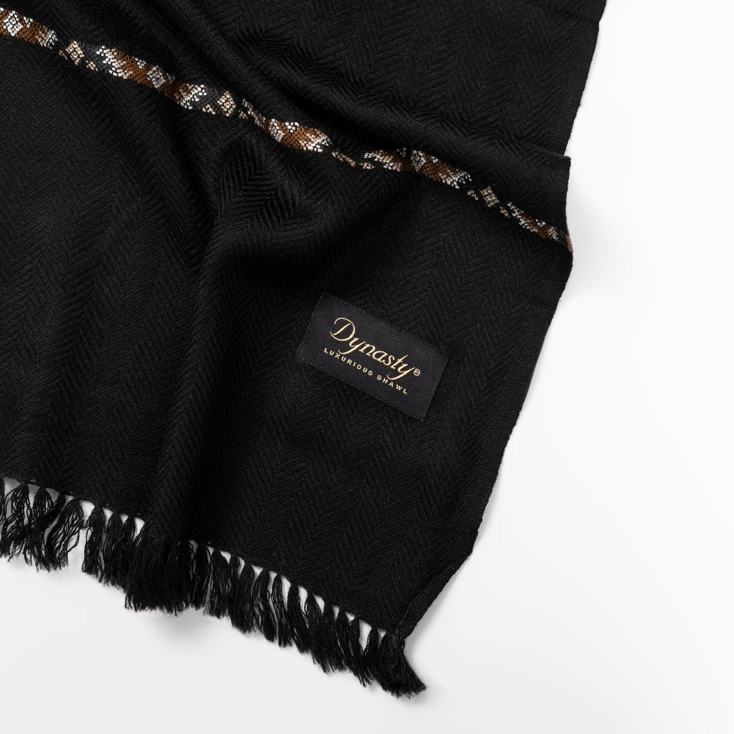 Designer Wool Shawl l Black